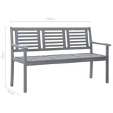 vidaXL 3-Seater Garden Bench 150 cm Grey Solid Eucalyptus Wood | SKU: 47295 | Barcode: 8719883811840