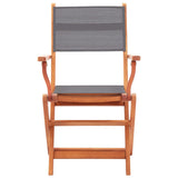 vidaXL Folding Garden x2 Chairs Grey Solid Eucalyptus Wood & Textilene | SKU: 48690 | Barcode: 8719883826615