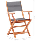 vidaXL Folding Garden x4 Chairs Grey Solid Eucalyptus Wood & Textilene | SKU: 48691 | Barcode: 8719883826622