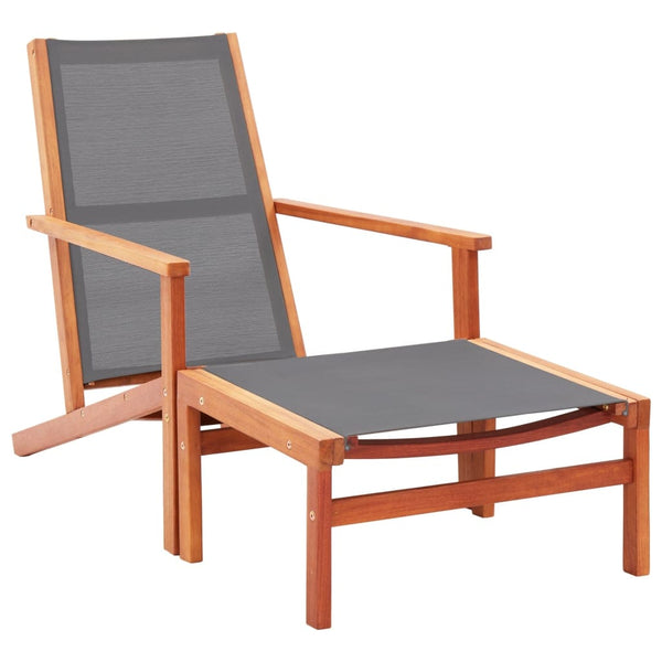 vidaXL Garden Chair With Footrest Grey Solid Eucalyptus & Textilene | SKU: 48696 | Barcode: 8719883826677