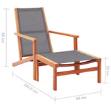 vidaXL Garden Chair With Footrest Grey Solid Eucalyptus & Textilene | SKU: 48696 | Barcode: 8719883826677