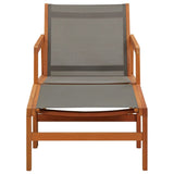 vidaXL Garden Chair With Footrest Grey Solid Eucalyptus & Textilene | SKU: 48698 | Barcode: 8719883826691