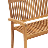 vidaXL 2-Seater Stacking Garden Bench 128.5 cm Solid Teak Wood | SKU: 49388 | Barcode: 8719883862989