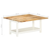 vidaXL Extendable Coffee Table White 90x(45-90)x45 cm Solid Mango Wood | SKU: 286375 | Barcode: 8719883865805