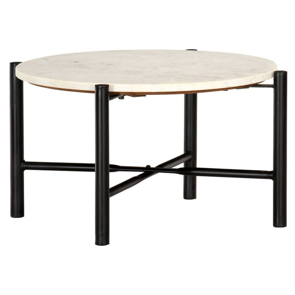 vidaXL Coffee Table White 60x60x35 cm Real Stone With Marble Texture | SKU: 286449 | Barcode: 8719883865966