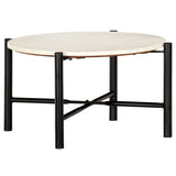 vidaXL Coffee Table White 60x60x35 cm Real Stone With Marble Texture | SKU: 286449 | Barcode: 8719883865966