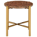 vidaXL Coffee Table Brown 40x40x40 cm Real Stone With Marble Texture | SKU: 286454 | Barcode: 8719883866017