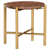 vidaXL Coffee Table Brown 40x40x40 cm Real Stone With Marble Texture | SKU: 286454 | Barcode: 8719883866017