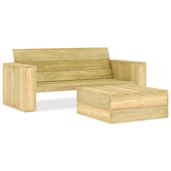 Side View Of VidaXL Impregnated Pinewood 2 Piece Garden Lounge Set | SKU: 3053197 | UPC: 8719883889061 | Weight: 98kg
