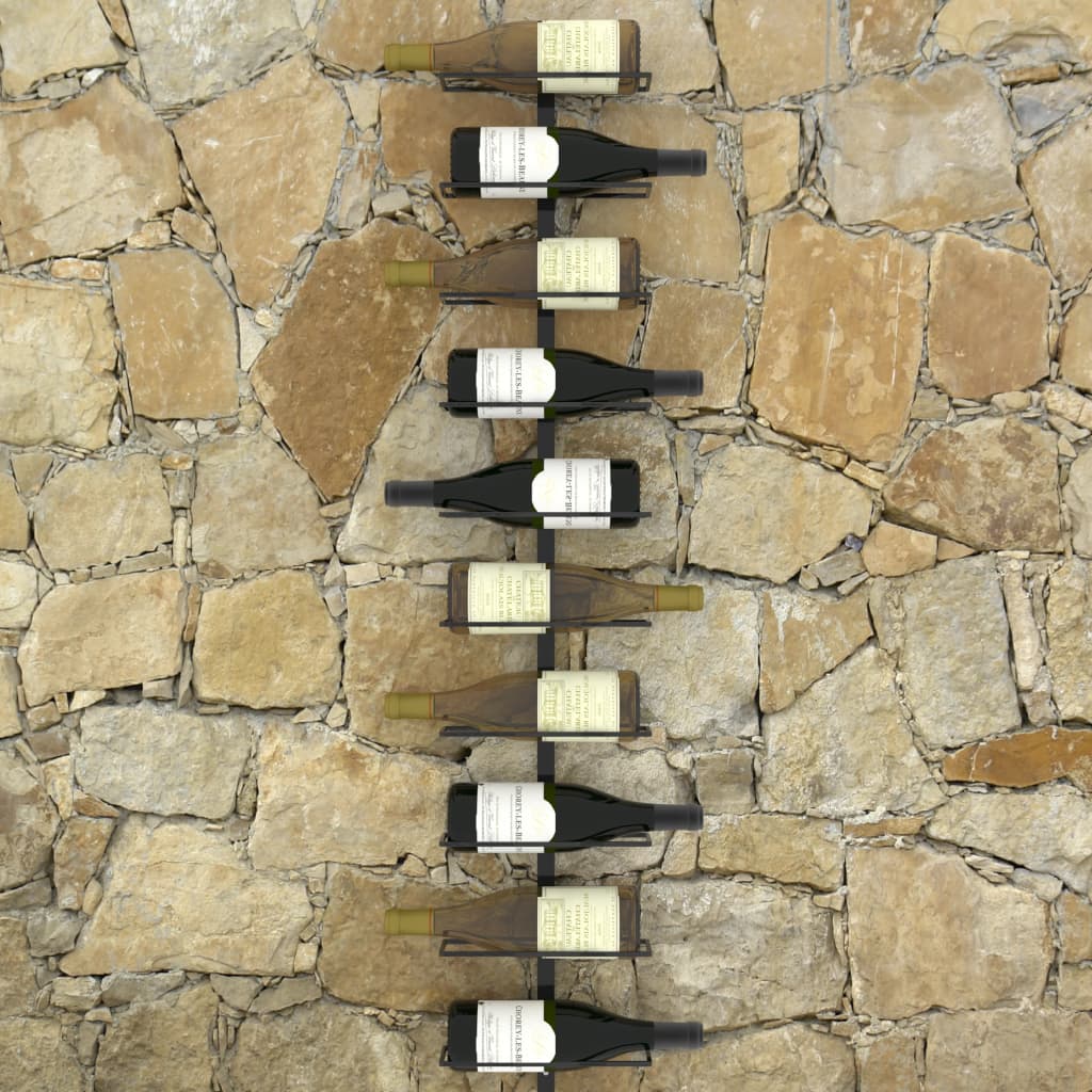 vidaXL Wall Mounted Wine Rack for 10 Bottles Black Metal | SKU: 289566 | Barcode: 8719883979045
