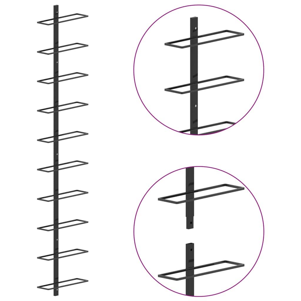vidaXL Wall Mounted Wine Rack for 10 Bottles Black Metal | SKU: 289566 | Barcode: 8719883979045
