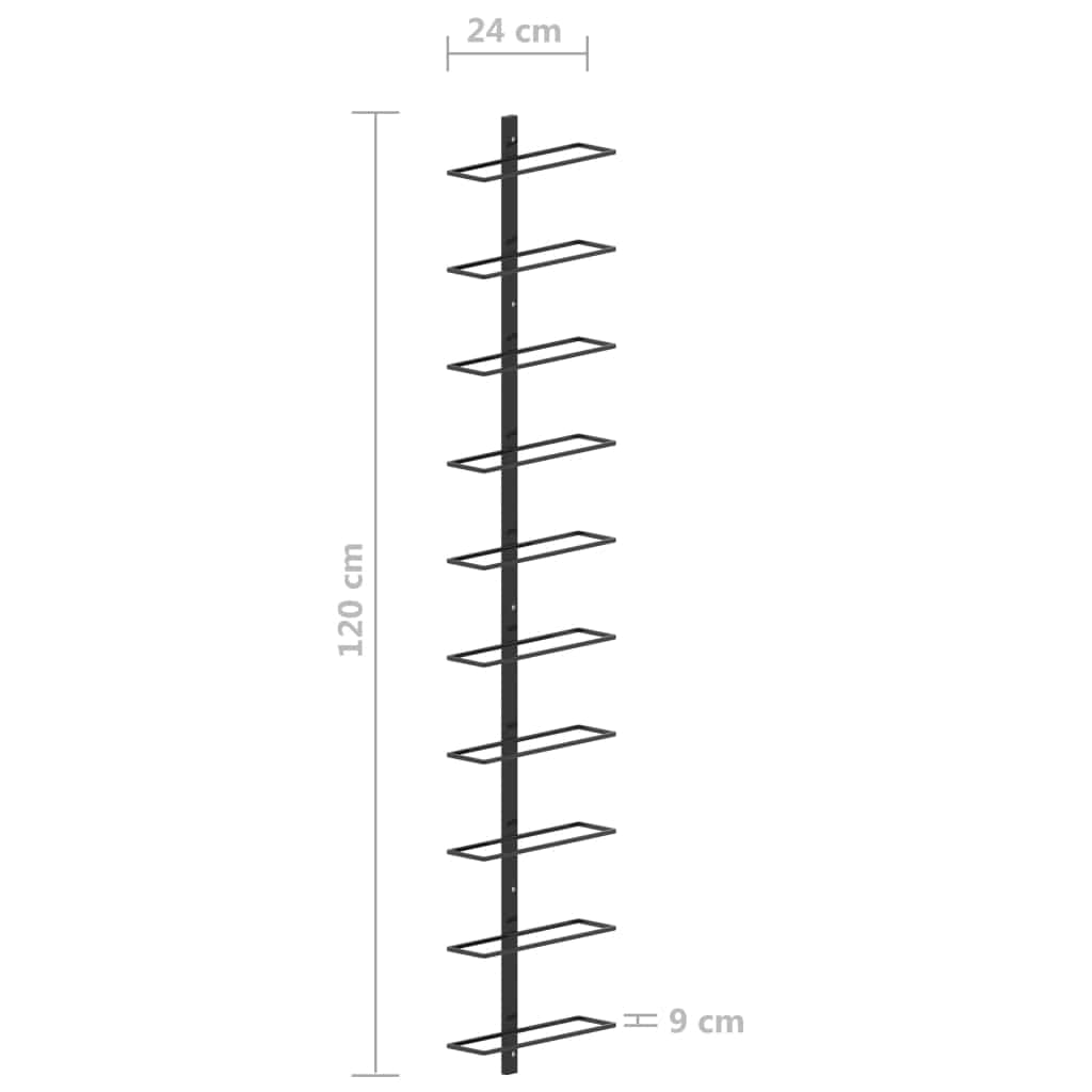 vidaXL Wall Mounted Wine Rack for 10 Bottles Black Metal | SKU: 289566 | Barcode: 8719883979045