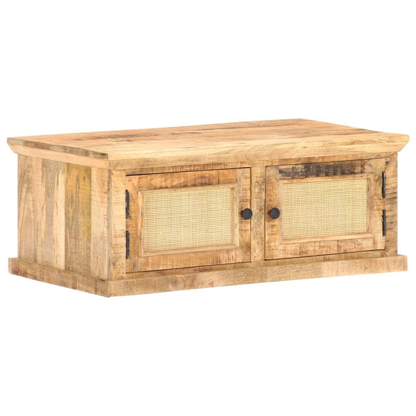 vidaXL Coffee Table 90x50x35 cm Solid Mango Wood and Natural Cane | SKU: 289089 | Barcode: 8719883998275