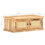 vidaXL Coffee Table 90x50x35 cm Solid Mango Wood and Natural Cane | SKU: 289089 | Barcode: 8719883998275
