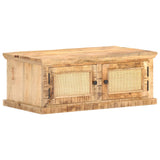 vidaXL Coffee Table 90x50x35 cm Solid Mango Wood and Natural Cane | SKU: 289089 | Barcode: 8719883998275