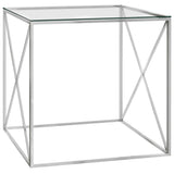 vidaXL Coffee Table Silver 55x55x55 cm Stainless Steel And Glass N3 | SKU: 289021 | Barcode: 8720286010976