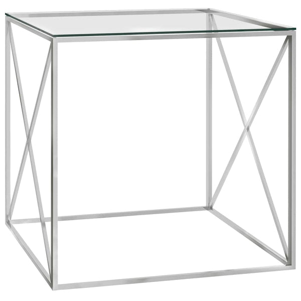 vidaXL Coffee Table Silver 55x55x55 cm Stainless Steel And Glass N3 | SKU: 289021 | Barcode: 8720286010976