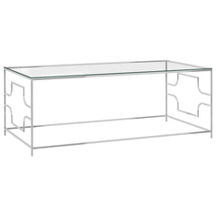 vidaXL Coffee Table Silver 120x60x45 cm Stainless Steel And Glass | SKU: 289029 | Barcode: 8720286011058