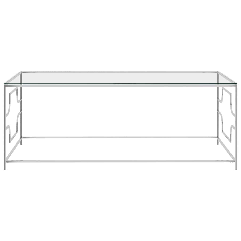vidaXL Coffee Table Silver 120x60x45 cm Stainless Steel And Glass | SKU: 289029 | Barcode: 8720286011058