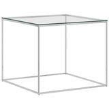 vidaXL Coffee Table Silver 50x50x43 cm Stainless Steel And Glass | SKU: 289038 | Barcode: 8720286011140