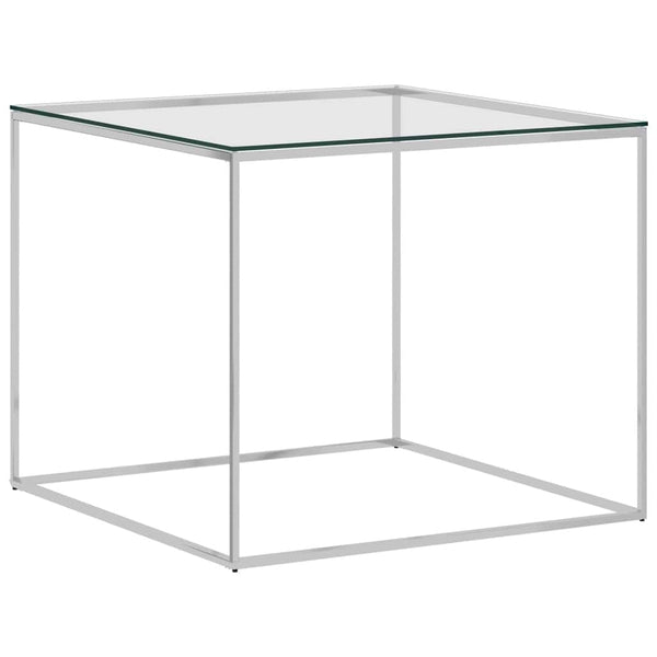 vidaXL Coffee Table Silver 50x50x43 cm Stainless Steel And Glass | SKU: 289038 | Barcode: 8720286011140