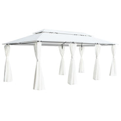 vidaXL Gazebo with Curtains 600x298x270 cm White 180g/m² | SKU: 310073 | Barcode: 8720286036259