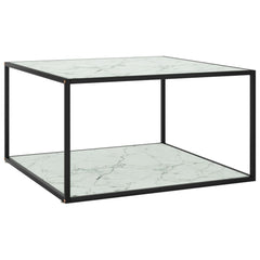 vidaXL Coffee Table Black With White Marble Glass 90x90x50 cm | SKU: 322913 | Barcode: 8720286058411