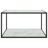vidaXL Coffee Table Black With White Marble Glass 90x90x50 cm | SKU: 322913 | Barcode: 8720286058411