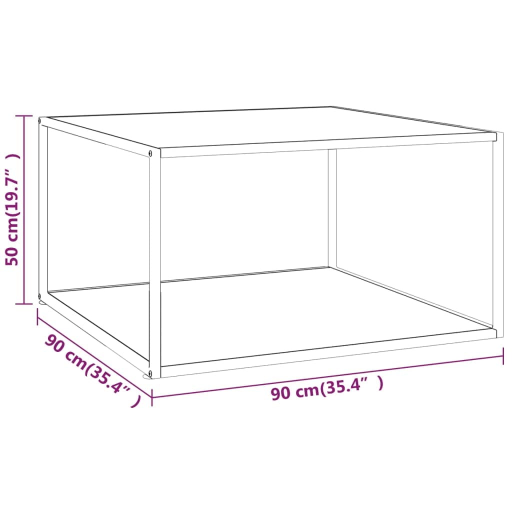 vidaXL Coffee Table Black With White Marble Glass 90x90x50 cm | SKU: 322913 | Barcode: 8720286058411