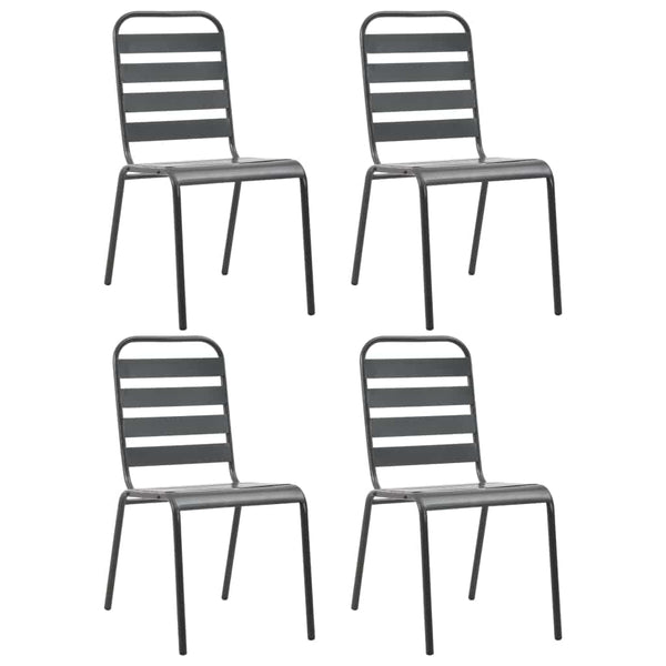 vidaXL Outdoor Chairs 4 pcs Slatted Design Steel Dark Grey | SKU: 310155 | Barcode: 8720286065914