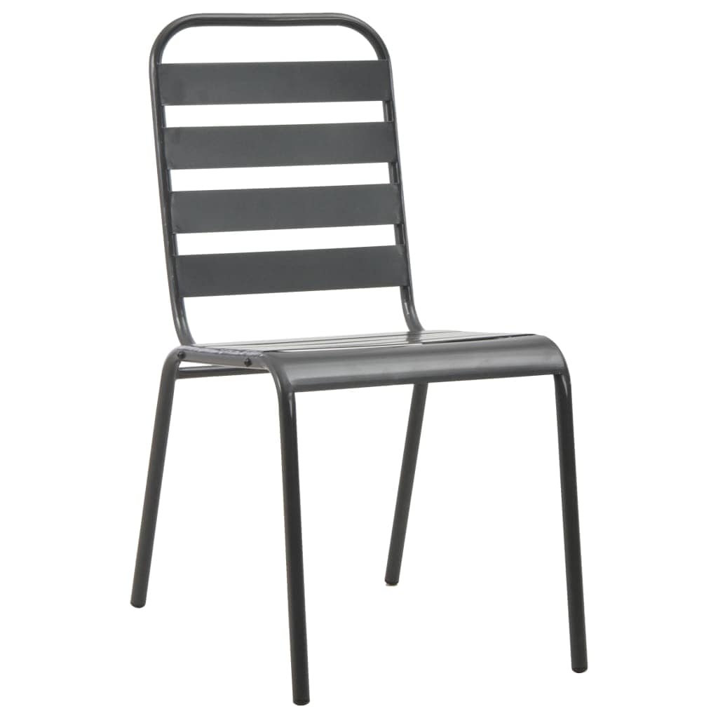 vidaXL Outdoor Chairs 4 pcs Slatted Design Steel Dark Grey | SKU: 310155 | Barcode: 8720286065914