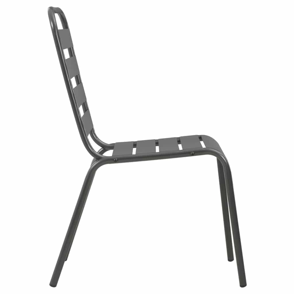 vidaXL Outdoor Chairs 4 pcs Slatted Design Steel Dark Grey | SKU: 310155 | Barcode: 8720286065914
