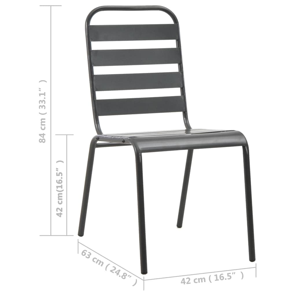 vidaXL Outdoor Chairs 4 pcs Slatted Design Steel Dark Grey | SKU: 310155 | Barcode: 8720286065914