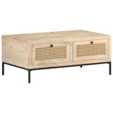 vidaXL Coffee Table 90x50x37 cm Solid Mango Wood And Natural Cane | SKU: 323511 | Barcode: 8720286066645