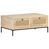 vidaXL Coffee Table 90x50x37 cm Solid Mango Wood And Natural Cane | SKU: 323511 | Barcode: 8720286066645
