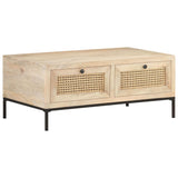 vidaXL Coffee Table 90x50x37 cm Solid Mango Wood And Natural Cane | SKU: 323511 | Barcode: 8720286066645