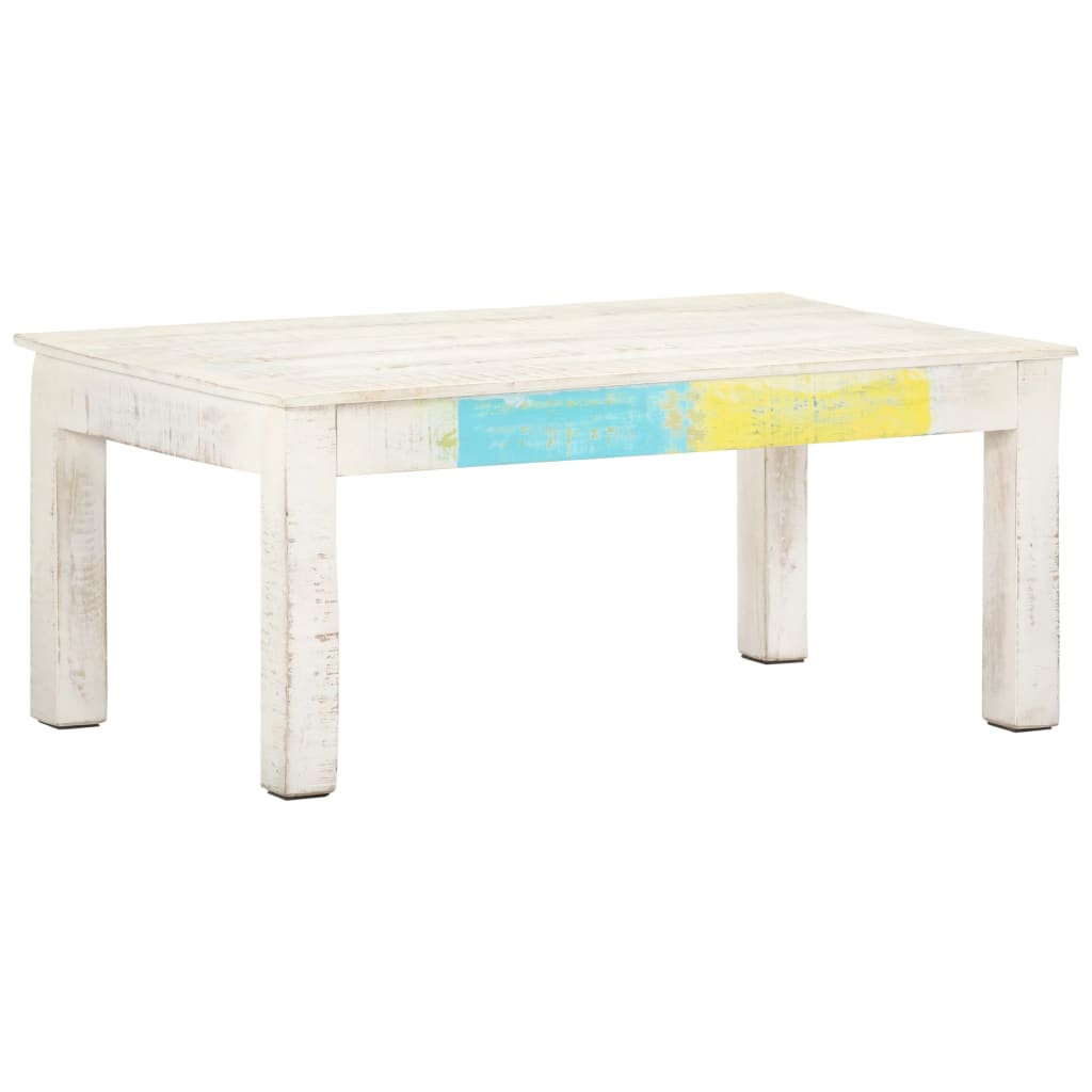 vidaXL Coffee Table White 110x60x45 cm Solid Mango Wood | SKU: 323555 | Barcode: 8720286068212