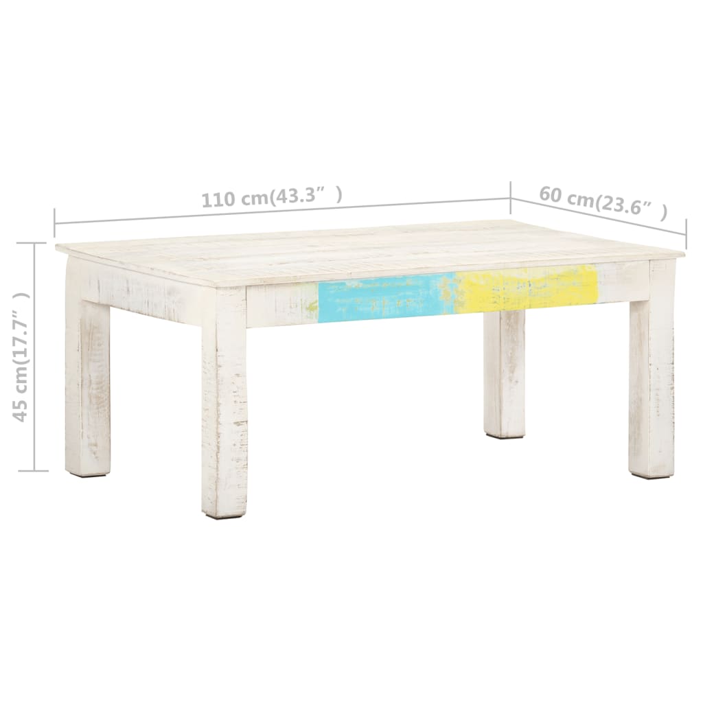 vidaXL Coffee Table White 110x60x45 cm Solid Mango Wood | SKU: 323555 | Barcode: 8720286068212