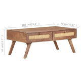 vidaXL Coffee Table 100x60x40 cm Solid Mango Wood | SKU: 323599 | Barcode: 8720286068656