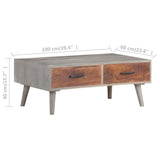vidaXL Coffee Table Grey 100x60x40 cm Solid Rough Mango Wood | SKU: 321808 | Barcode: 8720286069486