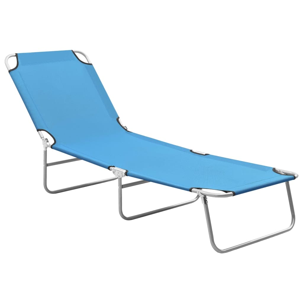 vidaXL Folding Sun Lounger Steel And Fabric Turquoise Blue | SKU: 310329 | Barcode: 8720286072790