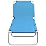 vidaXL Folding Sun Lounger Steel And Fabric Turquoise Blue | SKU: 310329 | Barcode: 8720286072790