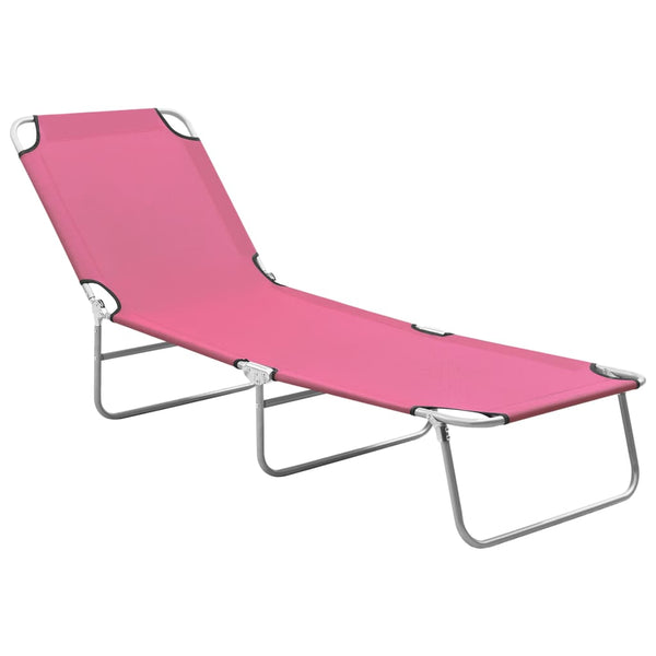 vidaXL Folding Sun Lounger Steel And Fabric Pink | SKU: 310330 | Barcode: 8720286072806