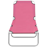 vidaXL Folding Sun Lounger Steel And Fabric Pink | SKU: 310330 | Barcode: 8720286072806