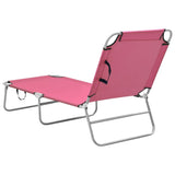 vidaXL Folding Sun Lounger Steel And Fabric Pink | SKU: 310330 | Barcode: 8720286072806