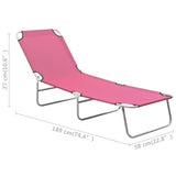 vidaXL Folding Sun Lounger Steel And Fabric Pink | SKU: 310330 | Barcode: 8720286072806