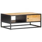 vidaXL Coffee Table With Carved Door 90x55x36 cm Rough Mango Wood | SKU: 320946 | Barcode: 8720286083178