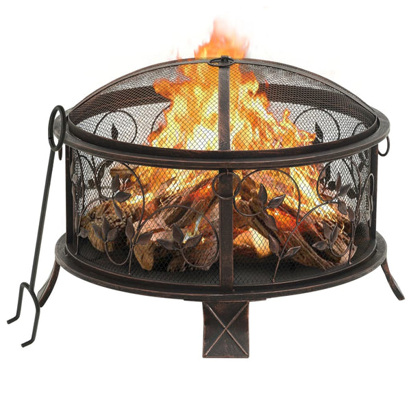 VidaXL Black Steel Firepit With Poker, XXL 67.5cm | SKU: 311891 | UPC: 8720286083376