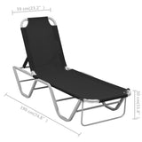 vidaXL Sun Lounger Aluminium And Textilene Black | SKU: 310525 | Barcode: 8720286086780