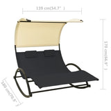 vidaXL Double Sun Lounger With Canopy Textilene Black & Cream | SKU: 310547 | Barcode: 8720286087008